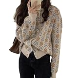 SARGE Kaschmir Strick Cardigan Frauen Rundhals Weicher Wachsiger Pullover...