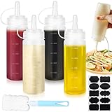 CoKeeSun 4 Stück Squeeze Flasche, 500ml Quetschflasche mit Kappen, 16oz...