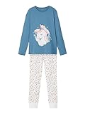 NAME IT Mädchen Nkfnightset Real Teal Unicorn Noos Pyjamaset, 134-140 (1er...