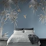 Retro Handgemalt Pflanzen Bambus Vögel Moderne 3D Tapete Hochwertige...