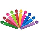 Janety 10 Stück Eisformen Silikon, mit Deckel Eis am Stiel Formen, Ice Pop...