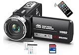 Videokamera 4K Camcorder 48MP mit IR Nachtsicht, 18X Digitalzoom 30 FPS...