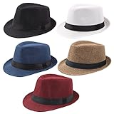 Geebuzz 5er Pack Kurze Krempe Fedora Hut für Männer Frauen Klassischer...