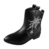 Stiefelletten/Boots Damen Stiefelette Plateau Boots mit Blockabsatz Leder...