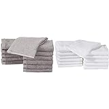 Amazon Basics - Waschlappen aus Baumwolle, 12er-Pack, Grau & Waschlappen...