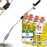 Magnum ®Unkrautbrenner inkl. 8 Gaskartuschen - stabiler Unkrautvernichter...