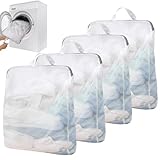 4 Stück Wäschenetz Groß für Waschmaschine, 50 x 60 cm Wäschesack Reise...