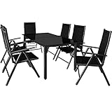 Casaria® Gartenmöbel Set 6 Stühle mit Tisch 150x90cm Aluminium...