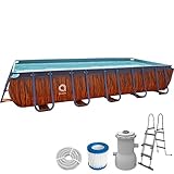 Avenli Pool 400 x 200 x 100 cm Stahlrahmen Aufstellpool Pool-Set mit Leiter...