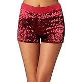 Generisch Kurze Lederhose Damen Hotpants Glitzer Hose Elegant Damen-Shorts,...