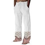 Leinenhose Herren Lang Freizeithose 3D-Druck dreidimensionales Tiermuster...