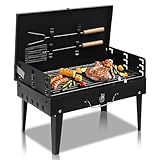 LEADZM Holzkohlegrill mit Deckel - Klappgrill für Camping & Picknick,...