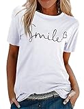 Tuopuda T-Shirt Damen Sommer Oberteile Rundhals Kurzärmeliges Print Bluse...
