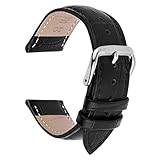 TIESOME Uhrenarmband, Schwarz Vintage Leder uhrenarmbänder mit Edelstahl...