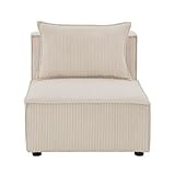 Juskys Mittelsofa Domas - modulares Sofa in Cord Beige - Wohnzimmer Couch...
