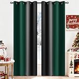 Yakamok Verdunkelungsvorhänge, Ombré-Stil, dunkelgrün und schwarz,...
