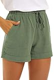 SMENG Shorts Damen Sommer Dame Sommer Solide Color Workout Kordelzug Shorts...