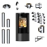 KRATKI Kaminofen aus Stahl 5,5 kw ERIK fi 150 Externer Satz Stahlofen,...