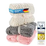 Feluna® Grob gestrickte Kuscheldecke - Grobstrick Wolldecke Strickdecke...