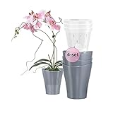 Garten lux Orchideentöpfe Anthrazit 4er-Set 2L Ø16 cm mit 4er-Set...