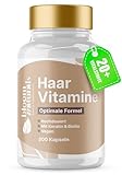 Haar Vitamine - 200 Kapseln - Hochdosiert mit Biotin, Selen, Zink, Keratin...