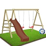 Gartenpirat Premium Schaukelgestell Typ 4.2 mit Rutsche braun Zwei...