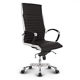 VERSEE Premium Echt-Leder Chefsessel Montreal in Schwarz - Ergonomischer...