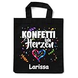 Unikatolo Baumwollbeutel Konfetti im Herzen, Kamelle Beutel für Kinder mit...