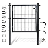 Ollewiellan Gartentor Anthrazit, 100x100cm Gartentür aus verzinktem Stahl,...