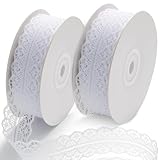 2 Rolls Spitzenband Weiß Vintage, 45 Meter Weiss Spitzenbordüre zum...