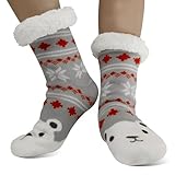 SOJOFEL Kuschelsocken Damen Hausschuhe Socken - Winter Warme Dicke...