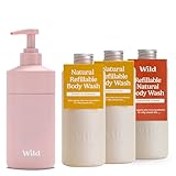 Wild Natürliches Nachfüllbares Duschgel-Starterset - in Rosa Case und...