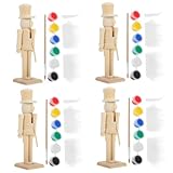 YARNOW 4 Sätze Unbehandeltes Holz Dekorationsset DIY Figurine mit Farben...