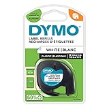 DYMO Original LetraTag Etikettenband| schwarz auf weiß | 12 mm x 4 m |...