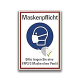 Aufkleber 'Maskenpflicht Bitte tragen Sie eine Maske FFP2/3 Maske ohne...