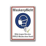 Aufkleber Maskenpflicht Bitte tragen Sie eine Maske FFP2/3 Maske ohne...