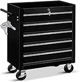MASKO® Werkstattwagen - 5 Schubladen, schwarz | Abschließbar | Massives...