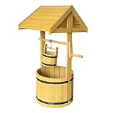 Pflanzbrunnen aus Tannenholz rund Natur - 85 x 50 cm - Deko Holz Brunnen...