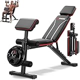 XDDIAS Hantelbank Klappbar mit Beinstrecker und Preacher-Curl-Polster,...