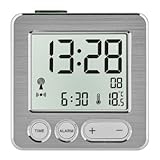 TFA Dostmann 60.2545.54 Digitaler Funk-Wecker, Kunststoff, Weiß/Silber, L...