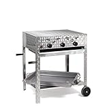 Gasgrill-Kombibräter 11kW 3-flammiger Edelstahl-Brenner fahrbar mit...