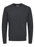 JACK & JONES Herren Basic Knit Crew Neck Pullover - Dark Grau Melange - XL