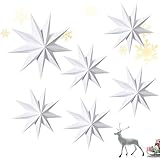 Kapokr 6 Stück Faltsterne Weihnachten 3D Papierstern Weiß 30cm...