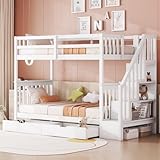 Rtopsu Etagenbett Kinderbett 90x200 cm für 2 Kinder, Hochbett Holzbett mit...