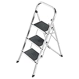 Hailo K70 StandardLine Alu-Klapptritt-Leiter - 3 große Stahl-Stufen mit...