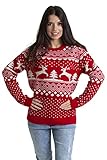 Damen Weihnachten Jumper Lange Ärmel Knit Rundhals Crew Christmas Xmas...