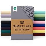 Utopia Bedding - Spannbettlaken 180x200cm - Grau - Gebürstete...