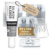 VAYPET® 50 Klebehaken transparent & Silikonkleber [30ml] zur Befestigung...