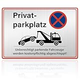 Privatparkplatz Schild 30x20 cm, Aluminium Parken Verboten Schild,...