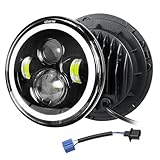 Willpower 1X 7 Zoll Motorrad LED Scheinwerfer Runden 50W 5000LM, Bernstein...